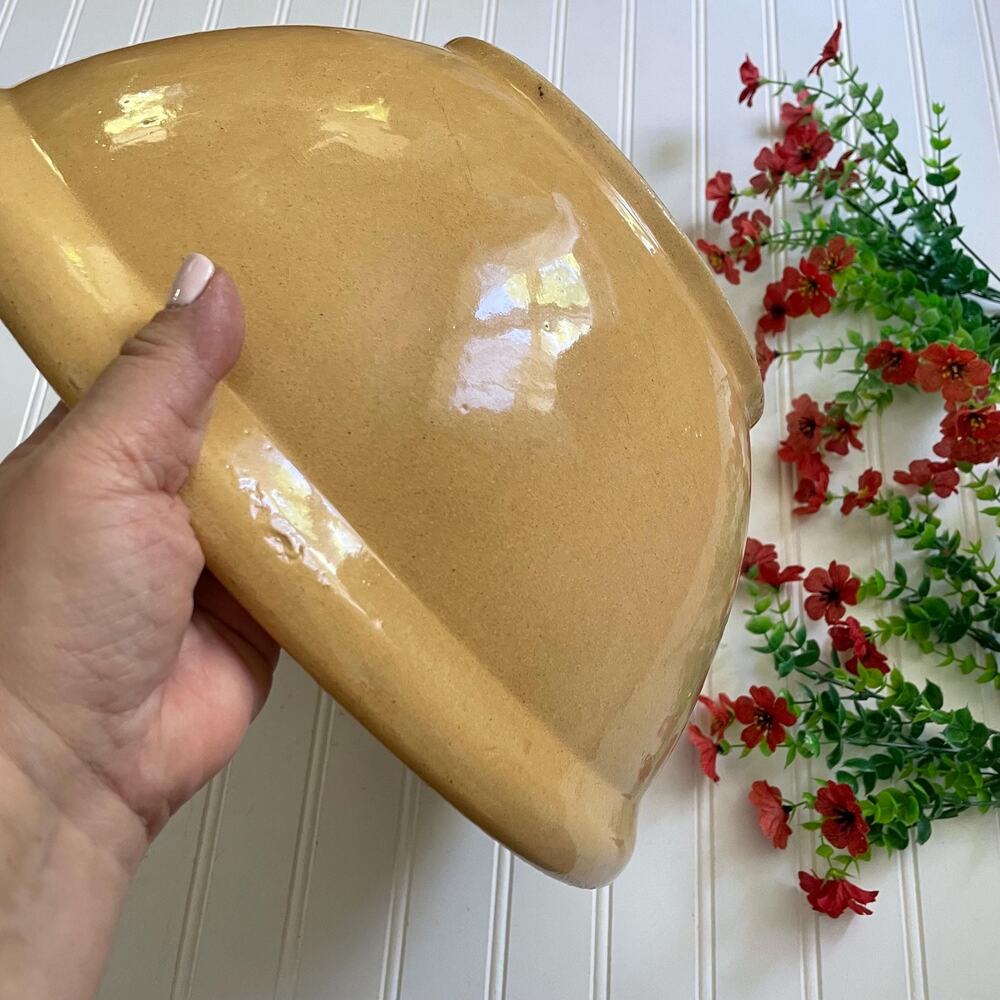 Vintage Mixing Bowl Extra Large Yellow Ware Stoneware Farmhouse